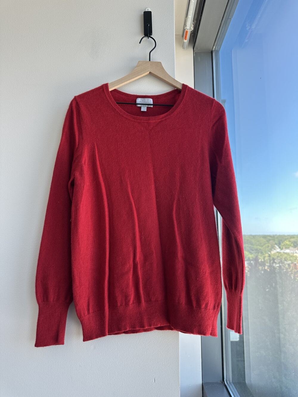 Pure Collection 100% Cashmere Red Crewneck Sweater Sz 14/16